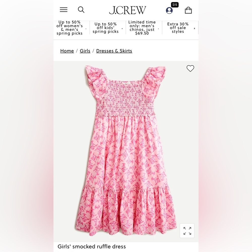 Crewcuts pink smocked ruffle dress